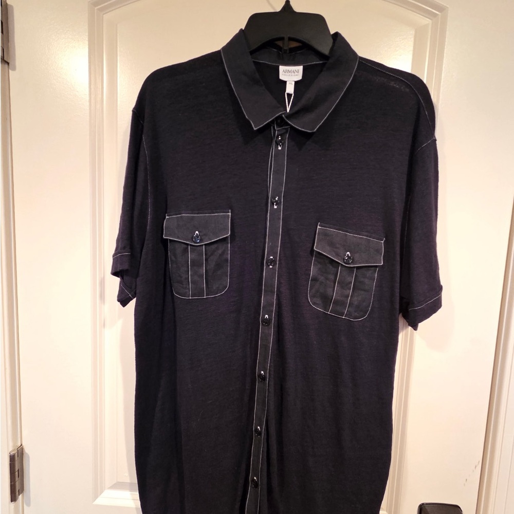Armani Collezioni Black Button-Down Shirt